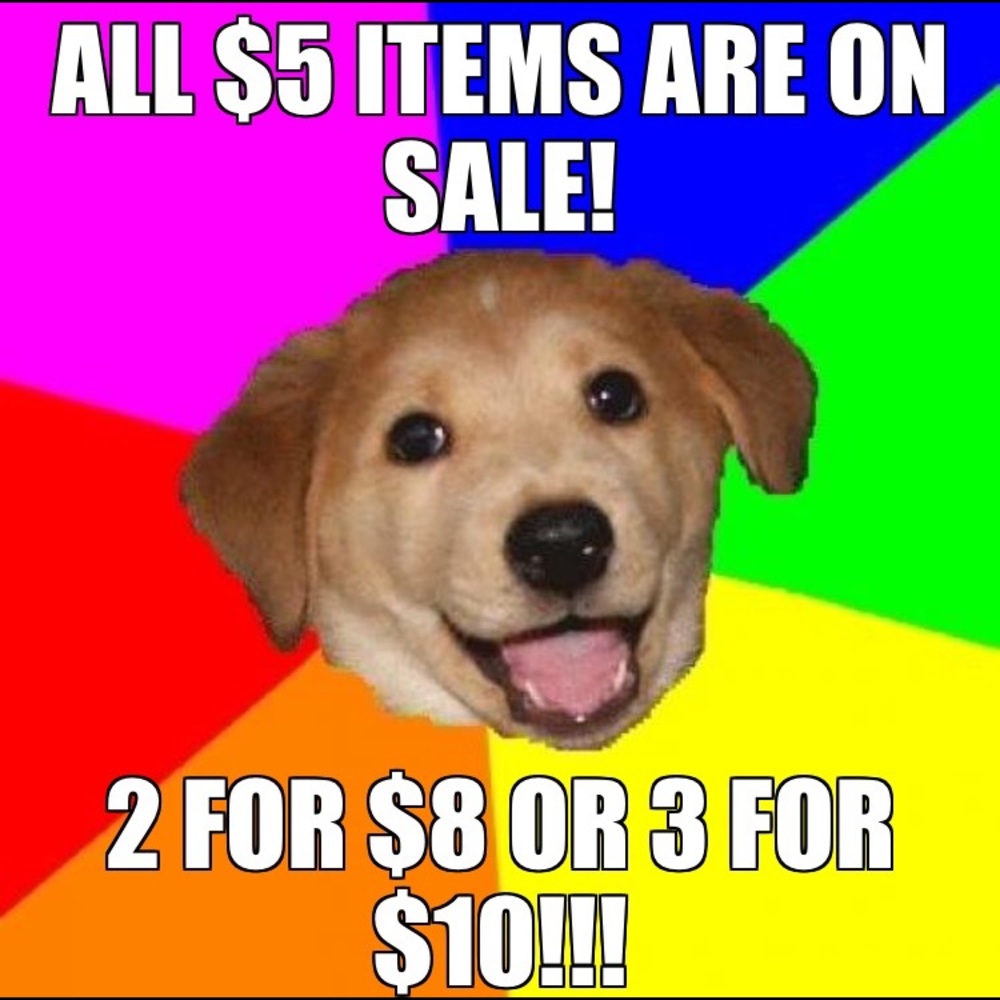 💥💥💥 $5 items 2 for $8 or 3 for $10!!